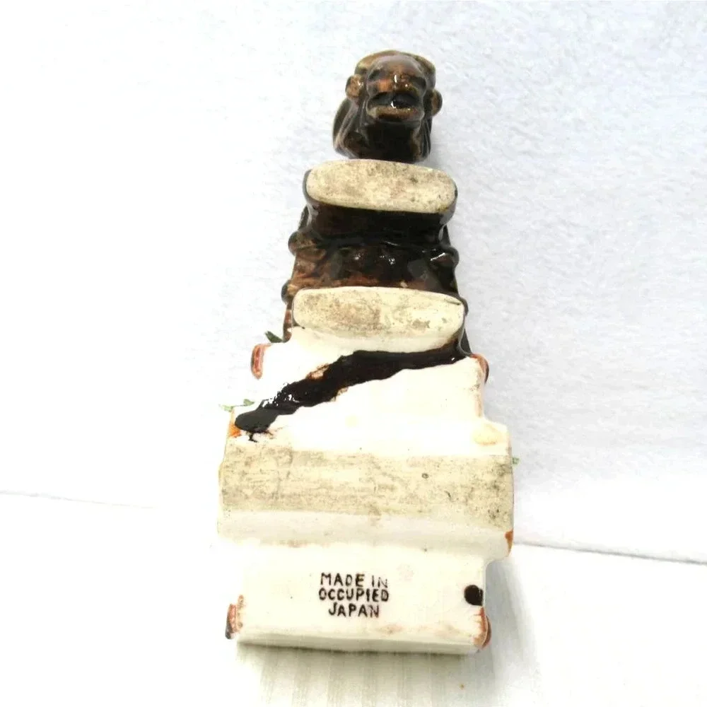 Vintage Burro Donkey with Cart Ceramic Planter Figurine Made In Occupied Japan